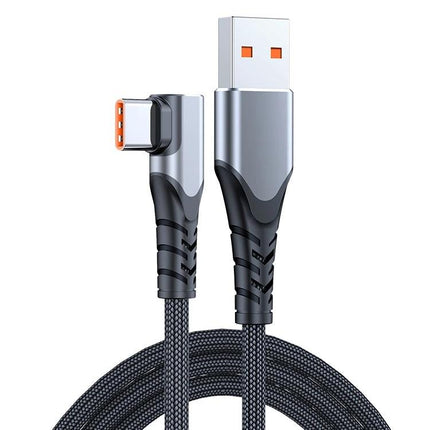 Elbow USB-C Cable for Everyday Mobile Gaming and Charging — angled connector braided cable for charging and data transfer