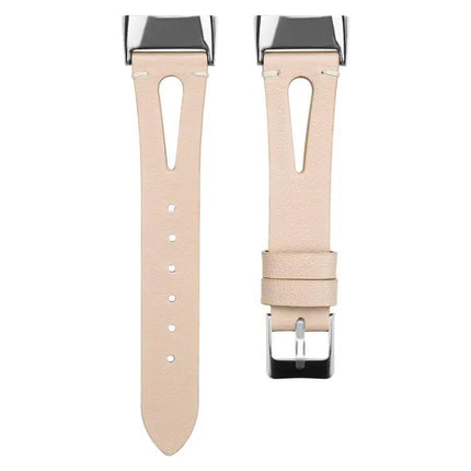 Pointed Tail Leather Watch Band for Fitbit Charge 5 14mm
