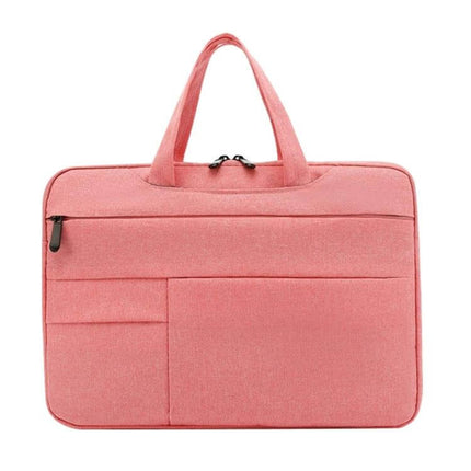 Waterproof Oxford Cloth Laptop Handbag for 15.6-Inch Devices pink 15.6" laptop sleeve with front pockets, handles, and waterproof Oxford cloth