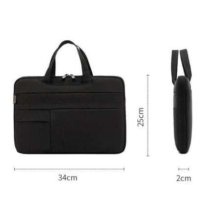 Waterproof Oxford Cloth Laptop Handbag for 15.6-Inch Devices – black slim protective bag with handles and front pockets, 34x25x2cm for commuting and travel