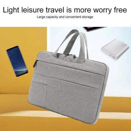 Waterproof Oxford Cloth Laptop Handbag for 15.6-Inch Devices gray travel laptop bag with front pockets and handles, waterproof Oxford cloth protection