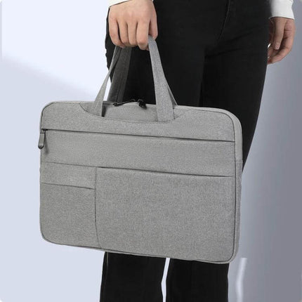 Waterproof Oxford Cloth Laptop Handbag for 15.6-Inch Devices - gray commuter laptop bag with front pockets and handles