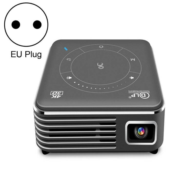 Compact DLP Smart Projector with Android 9.0, 4GB RAM, and 32GB Storage, Infrared Remote, 4K HD Support