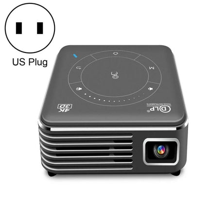 Compact Smart DLP Projector for Wireless Screen Mirroring compact gray DLP projector with touchscreen controls and lens visible