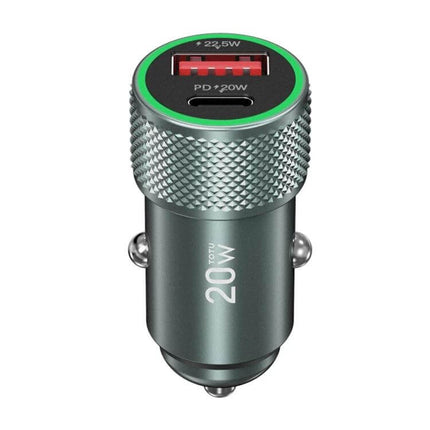 Totudesign Blade Series 20W Car Charger For Fast Charge compact metal dual-port USB-C PD3.0 and USB-A car charger, 20W fast charging