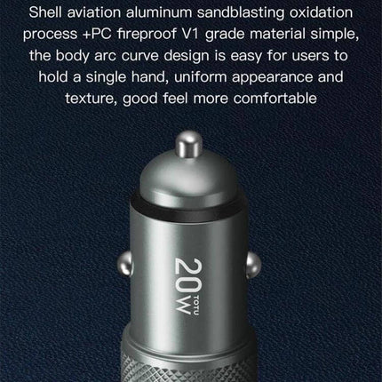 Totudesign Blade Series 20W Car Charger For Fast Charge compact metal USB-C PD3.0 and USB-A car charger for smartphones and tablets