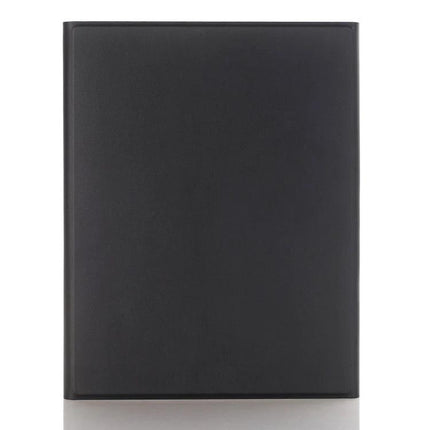 Lambskin Texture Bluetooth Keyboard Case for iPad with Touch Control black folio showing front cover and slim profile