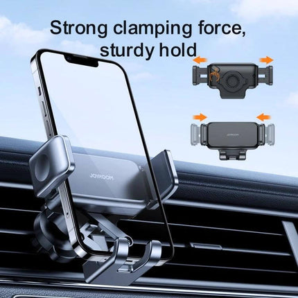 Joyroom Air Vent Car Phone Holder With Telescopic Arm mounted on vent showing adjustable telescopic arm and secure clamp for hands-free navigation