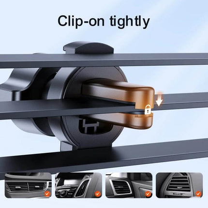 Joyroom Air Vent Car Phone Holder With Telescopic Arm showing clip-on tight secure vent mount with telescopic arm and adjustable feet