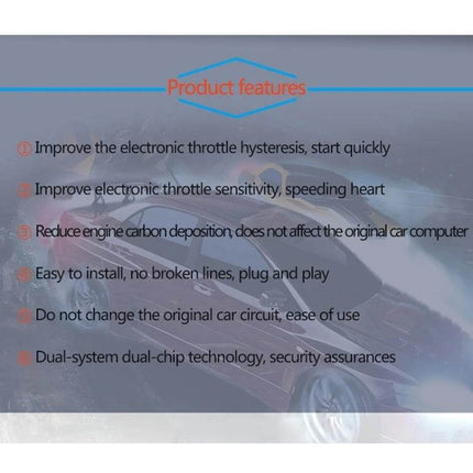 TROS Electronic Throttle Controller For Toyota Daily Driving product features list showing plug-and-play install, 6 modes, improved throttle response