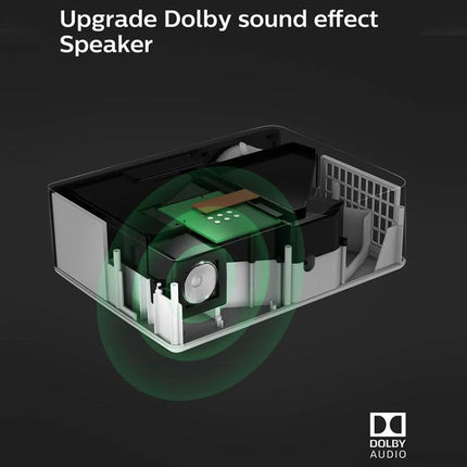 High-Definition Digital Projector for Home Entertainment and Presentations showing internal Dolby speaker and components