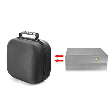 Versatile Protective Storage Bag for Mini PCs and Devices in black EVA case with handle protecting a compact mini PC for travel