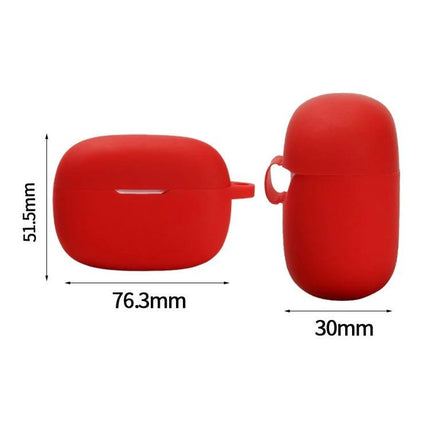 Protect Your JBL Earphones During Daily Commutes With This Silicone Case red silicone protective case showing dimensions 76.3mm x 51.5mm x 30mm