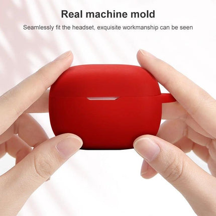 Protect Your JBL Earphones During Daily Commutes With This Silicone Case - red silicone protective case held in hands, slim 360-degree coverage