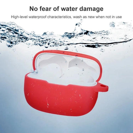 Protect Your JBL Earphones During Daily Commutes With This Silicone Case - red waterproof silicone cover protecting earphones from drops and water