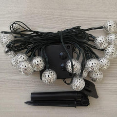 Outdoor LED Decorative Light String with Remote Control - Ironwork Hollow Small Balls for Garden Festivities