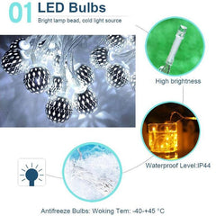 Outdoor LED Decorative Light String with Remote Control - Ironwork Hollow Small Balls for Garden Festivities