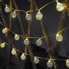 Outdoor LED Decorative Light String with Remote Control - Ironwork Hollow Small Balls for Garden Festivities