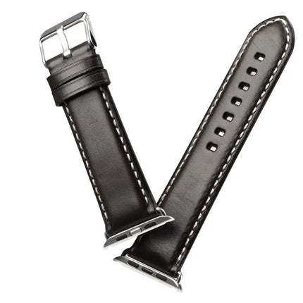 Oil Wax Cowhide Leather Watch Band For Apple Watch Series 5
