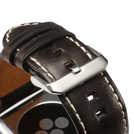 Oil Wax Cowhide Leather Watch Band For Apple Watch Series 5