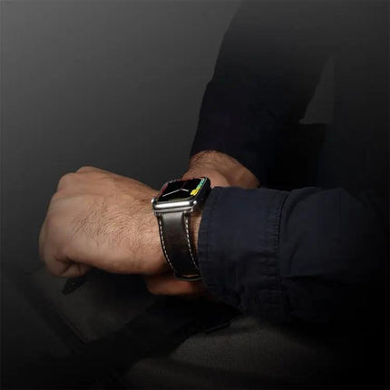 Oil Wax Cowhide Leather Watch Band For Apple Watch Series 5