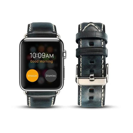 Oil Wax Cowhide Leather Watch Band For Apple Watch Series 5