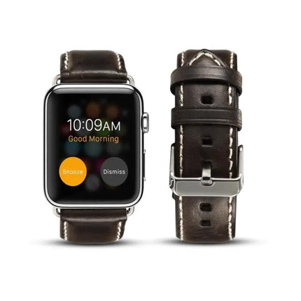 Oil Wax Cowhide Leather Watch Band For Apple Watch Series 5