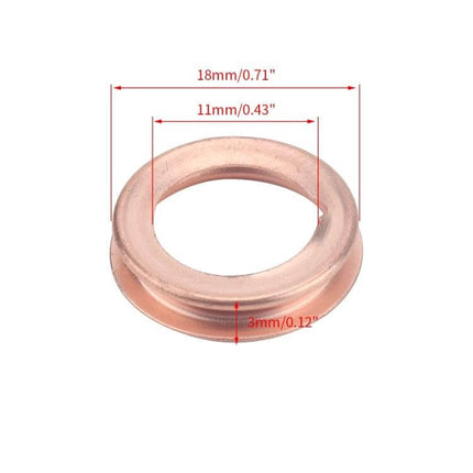 Brass Oil Drain Plug Crush Washer Set for Nissan Oil Pan - brass 18mm x 11mm x 3mm crush washer, OE 1102601M027 replacement for Nissan/Infiniti oil pans