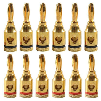 Car Banana Head Audio Plug 4mm For Car Audio Systems - gold plated zinc alloy banana connectors, 12-pack, solder-free speaker terminals