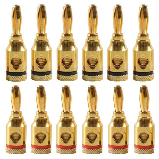 Car Banana Head Audio Plug 4mm For Car Audio Systems - gold plated zinc alloy banana connectors, 12-pack, solder-free speaker terminals