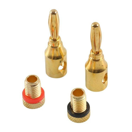 Car Banana Head Audio Plug 4mm For Car Audio Systems - gold-plated zinc alloy banana connectors with red and black screw terminals