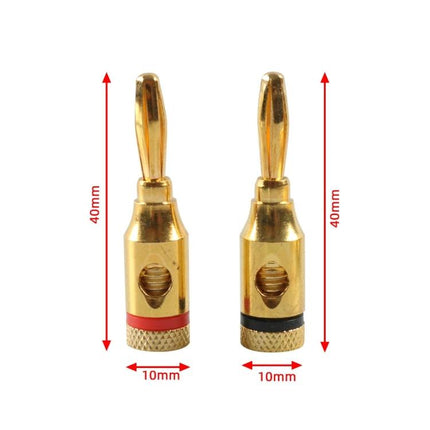 Car Banana Head Audio Plug 4mm For Car Audio Systems - gold-plated zinc alloy banana connectors, 40mm x 10mm, red and black markers, solder-free