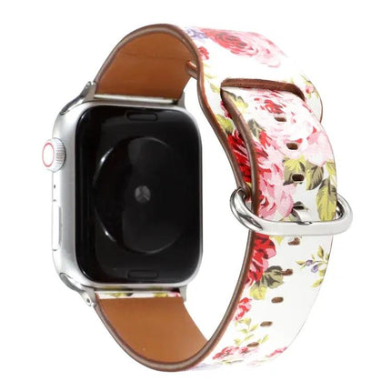 Floral PU Leather Watch Band For Apple Watch Series 5