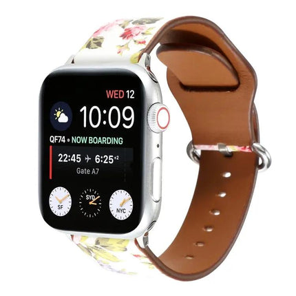 Floral PU Leather Watch Band For Apple Watch Series 5