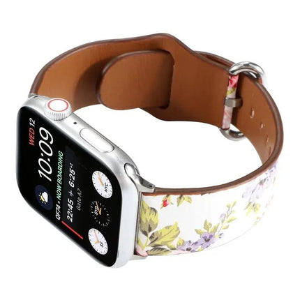 Floral PU Leather Watch Band For Apple Watch Series 5