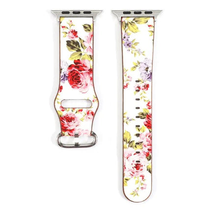 Floral PU Leather Watch Band For Apple Watch Series 5