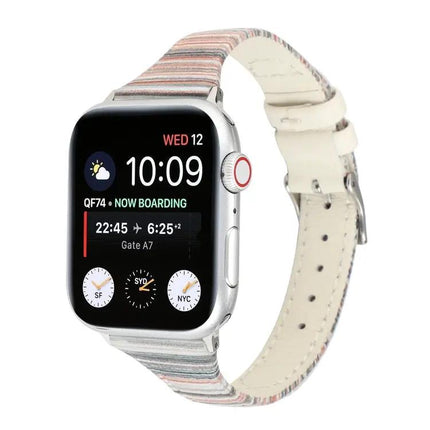 Stitching Stripe Genuine Leather Apple Watch Band, Series 5