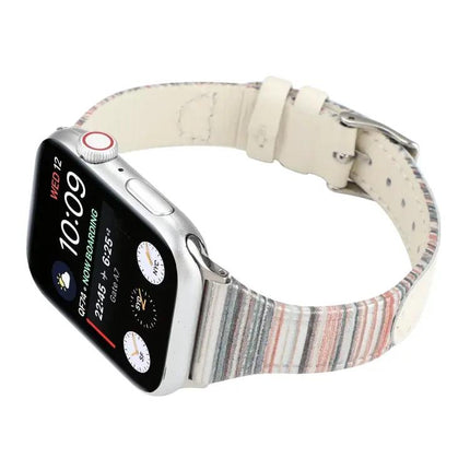 Stitching Stripe Genuine Leather Apple Watch Band, Series 5