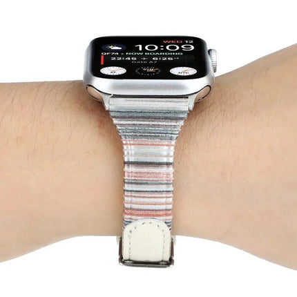 Stitching Stripe Genuine Leather Apple Watch Band, Series 5