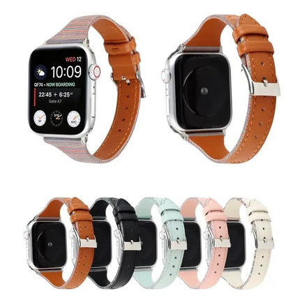 Stitching Stripe Genuine Leather Apple Watch Band, Series 5