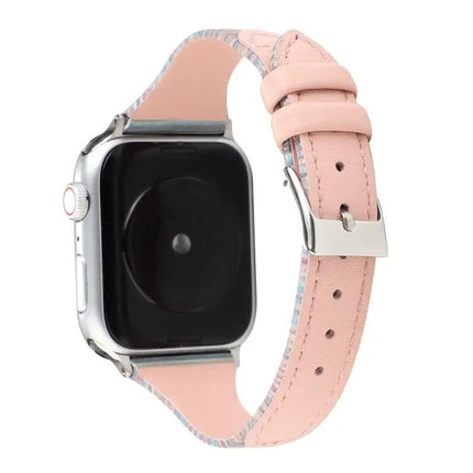 Stitching Stripe Genuine Leather Apple Watch Band, Series 5