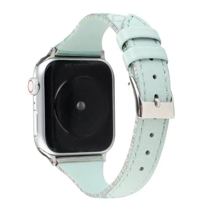 Stitching Stripe Genuine Leather Apple Watch Band, Series 5