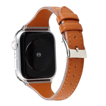 Stitching Stripe Genuine Leather Apple Watch Band, Series 5