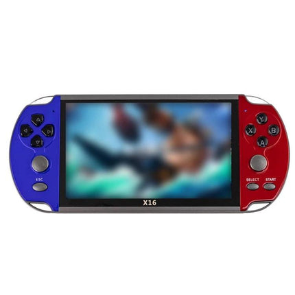 6.5-Inch Screen Handheld Game Console for Portable Play with blue-red housing, HD screen and built-in games, portable TV-connectable gaming device