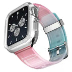 For Apple Watch Series 9 / 8 / 7 45mm / Pink Green Silver