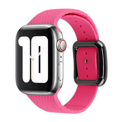 Black Silicone Buckle Watch Band For Apple Watch 38-41mm