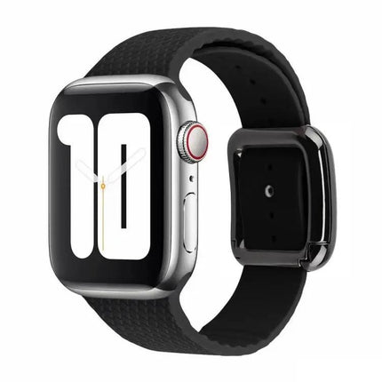 Black Silicone Buckle Watch Band For Apple Watch 38-41mm