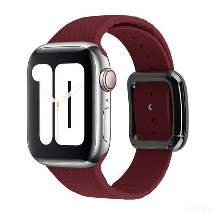 Black Silicone Buckle Watch Band For Apple Watch 38-41mm