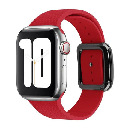 Black Silicone Buckle Watch Band For Apple Watch 38-41mm