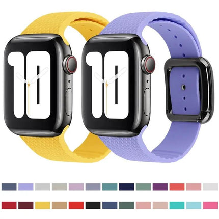 Black Silicone Buckle Watch Band For Apple Watch 38-41mm